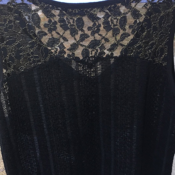 Miss Me Black Lace Tank w Gold Cross & Gold Rivets - Picture 7 of 7